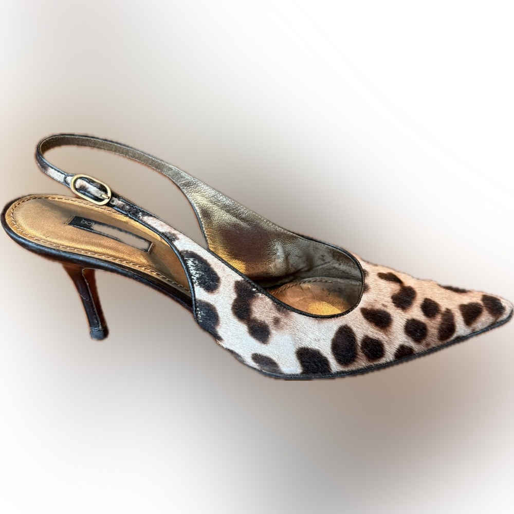 Dolce & Gabbana Leopard Print Pony Hair Slingbacks